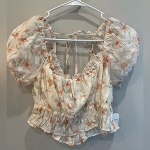 Altar'd State Cream and Orange Floral Blouse